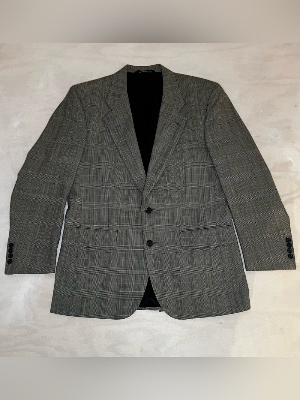 VTG Burberrys Wool Blazer Mens Prince of Wales Glen Plaid Jacket Wallachs USA⁠